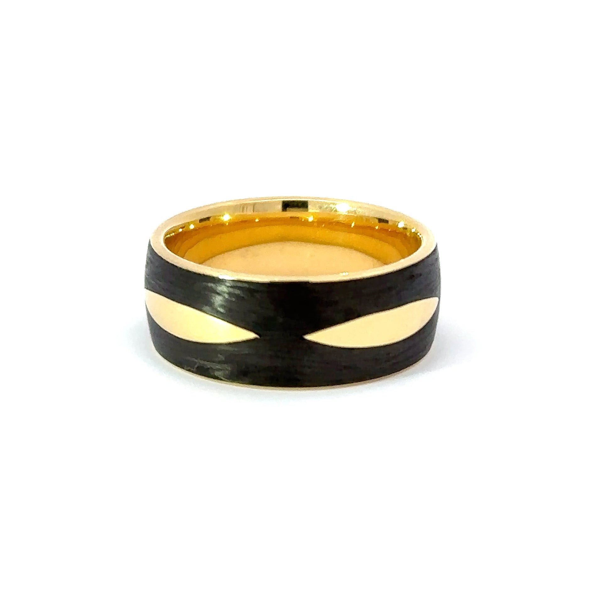 18ct yellow Gold and carbon wedding band Ring Furrer Jacot   