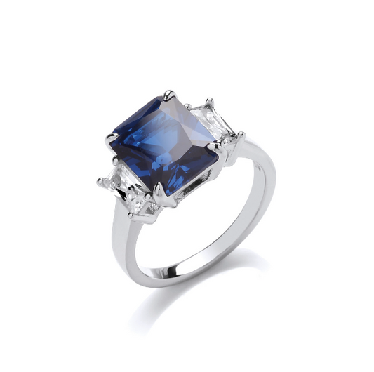 Sapphire Cubic Zirconia  and Silver Vicky Ring Ring Cavendish French   