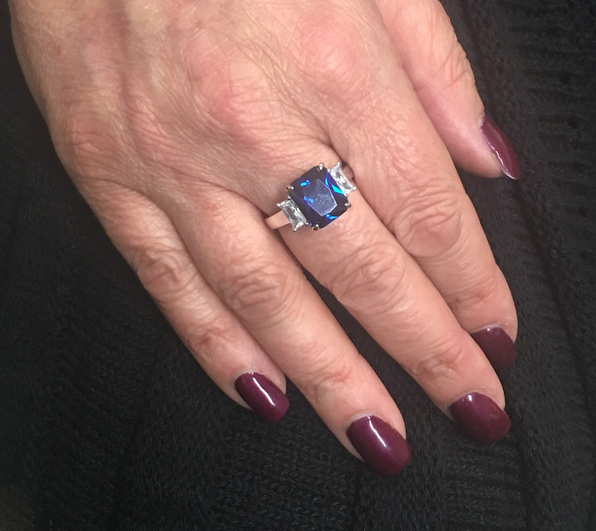 Sapphire Cubic Zirconia  and Silver Vicky Ring Ring Cavendish French   