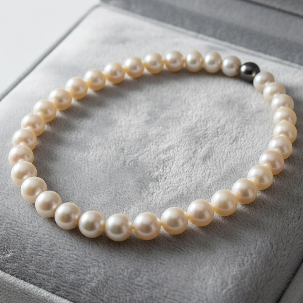 White freshwater 12mm-15mm pearl necklace with diamond and steel clasp Neckwear Rock Lobster