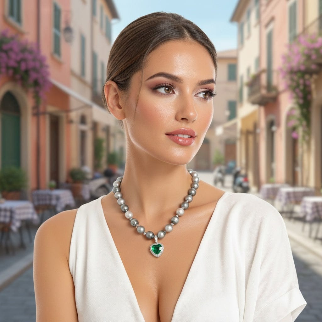 A Beautiful cerified 4.20ct Emerald heart and Diamond attachment pendant Pendant Buchwald