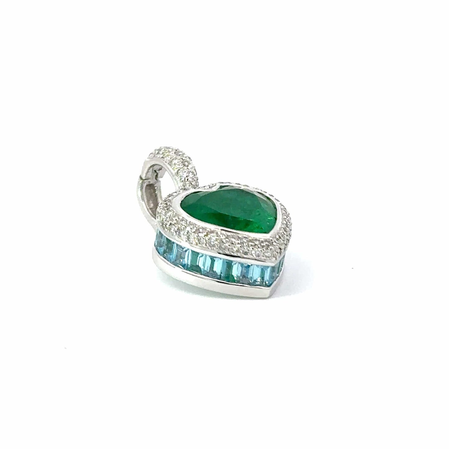 A Beautiful cerified 4.20ct Emerald heart and Diamond attachment pendant Pendant Buchwald