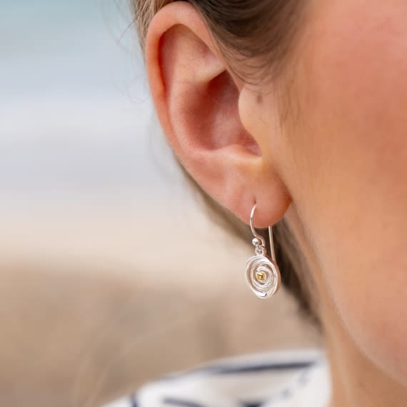 Artistry circular organic earrings with natural spiral Earrings Sea Gems Ltd
