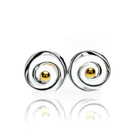 Artistry circular organic stud earrings with natural spiral Earrings Sea Gems Ltd