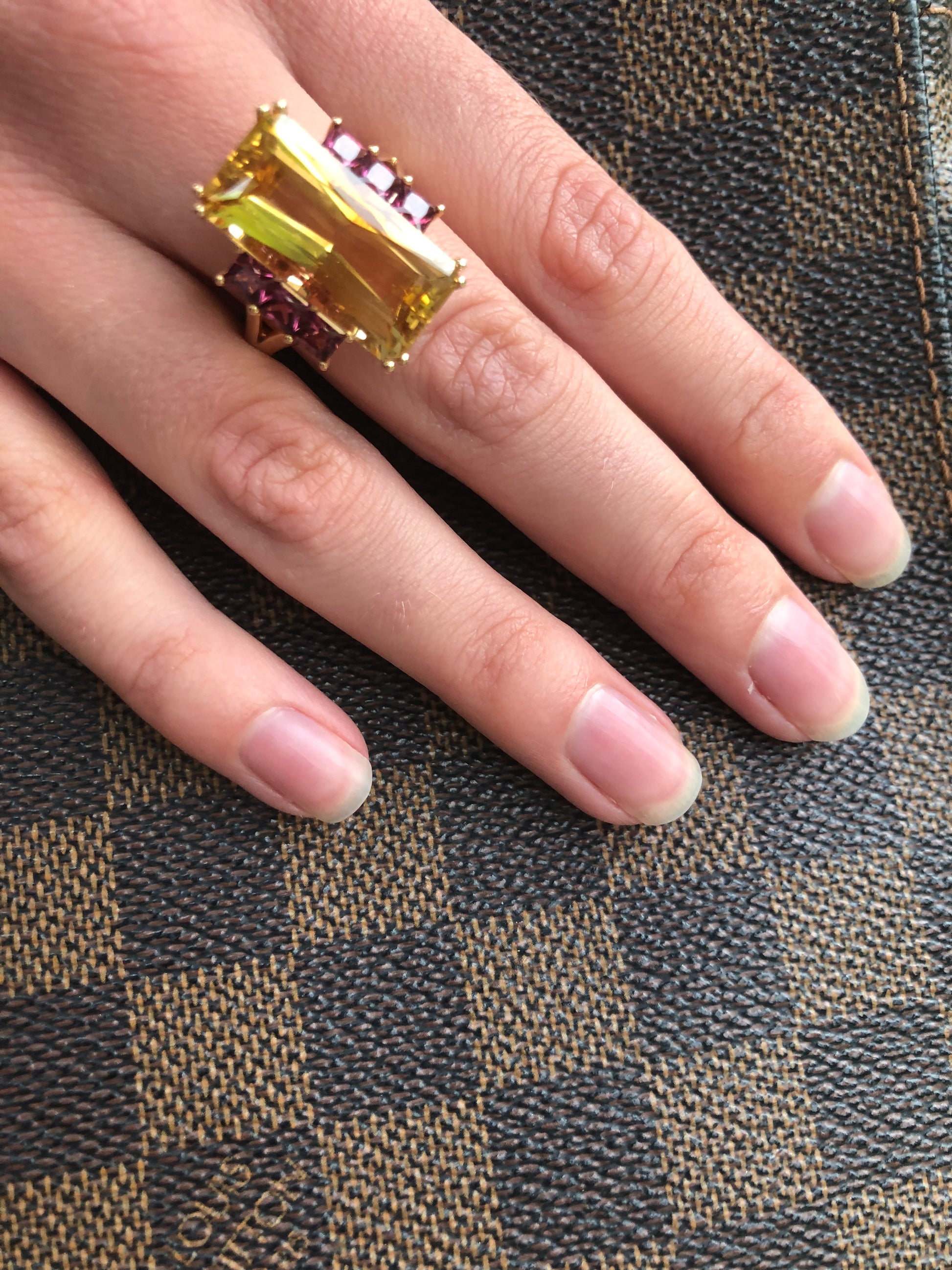 Buchwald 18ct rose gold citrine ring with pink rhodolite side stones Ring Buchwald