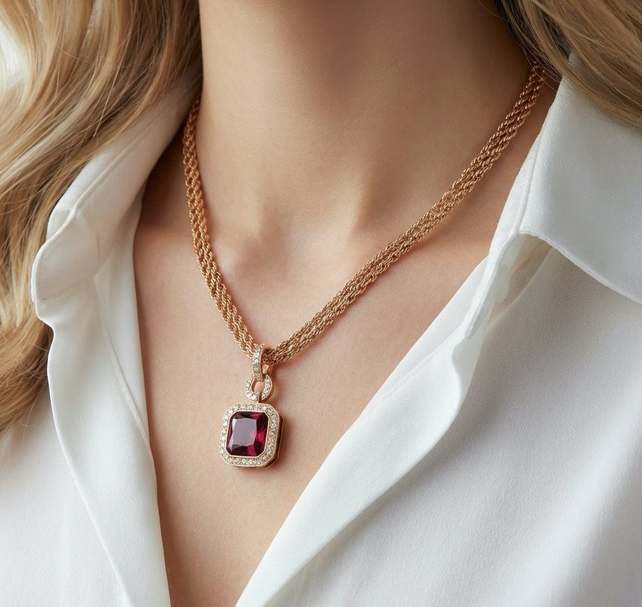 Buchwald 18ct rose gold pink rhodolite diamond and amethyst necklace Pendant Buchwald