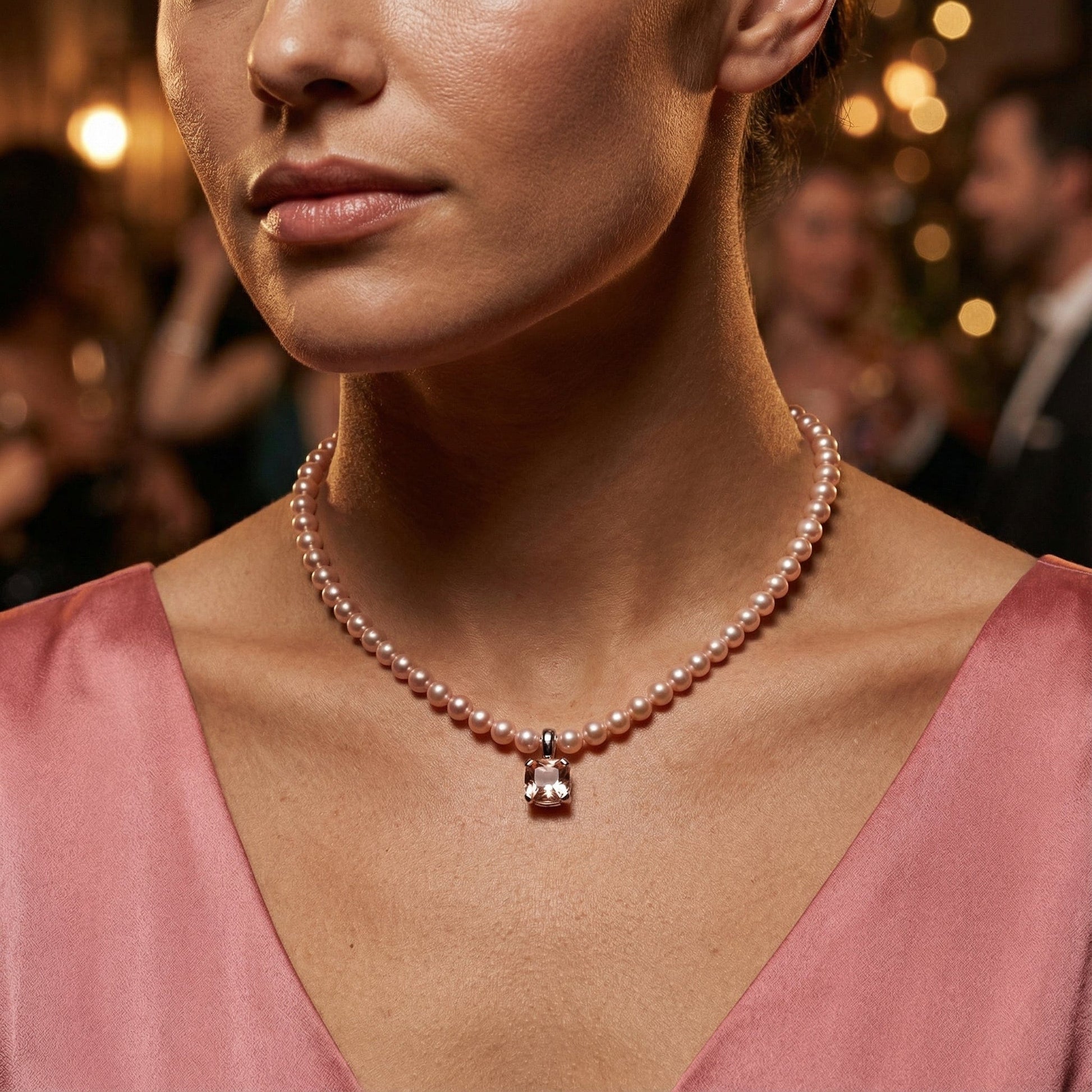 Buchwald 18ct white gold pink morganite pearl necklace Neckwear Buchwald