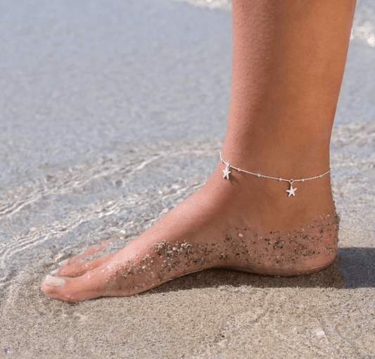 Coral Starfish Silver Anklet Anklet Sea Gems Ltd