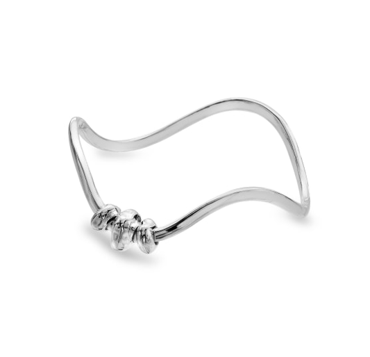 Crafted silver pebble wave bangle Bangle Sea Gems Ltd