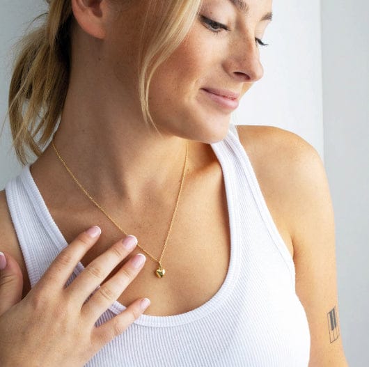 Dainty gold plated solid silver heart pendant Necklace DEW