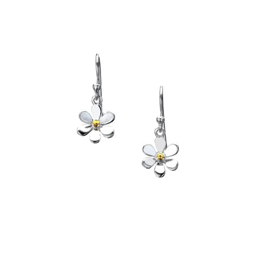 Delicate small two-toned daisy design drop earrings Earrings Sea Gems Ltd