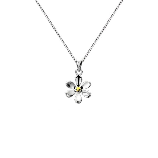 Delicate small two-toned daisy design pendant Necklaces Sea Gems Ltd