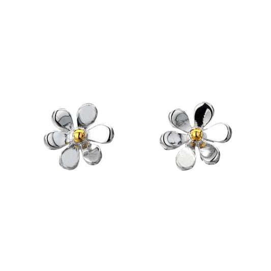 Delicate small two-toned daisy design stud earrings Earrings Sea Gems Ltd