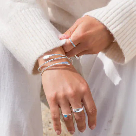 Elegant Silver Spiral Bangle Bracelet Sea Gems Ltd