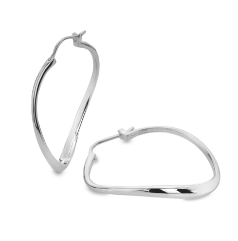 Elegant silver wavy large hoops Earrings Sea Gems Ltd