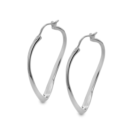Elegant silver wavy large hoops Earrings Sea Gems Ltd