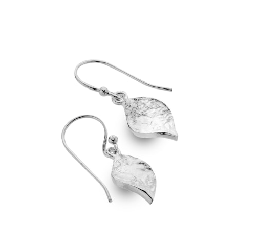 Elegant textured leaf drop earrings Earrings Sea Gems Ltd