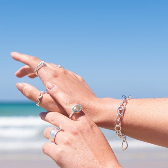 Elegantly curved organic oval link bracelet bracelets Sea Gems Ltd
