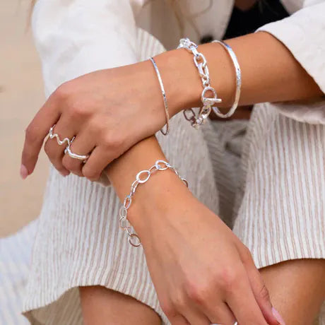 Elegantly curved organic oval link bracelet Bracelet Sea Gems Ltd
