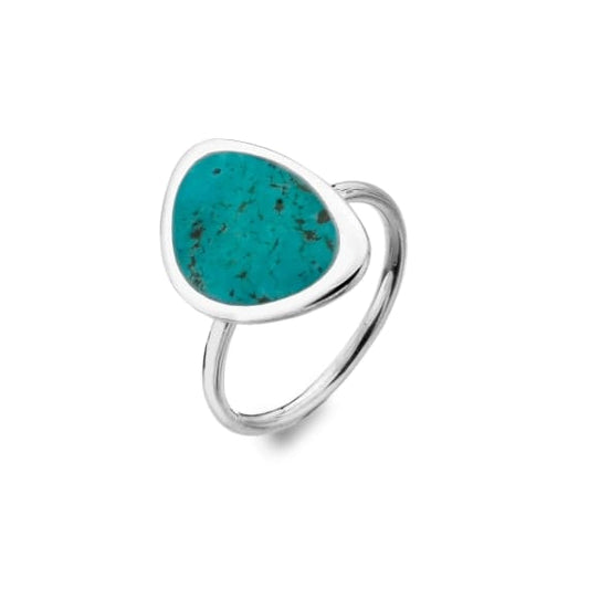 Elegantly handcrafted i Silver Turquoise single stone ring rings Sea Gems Ltd