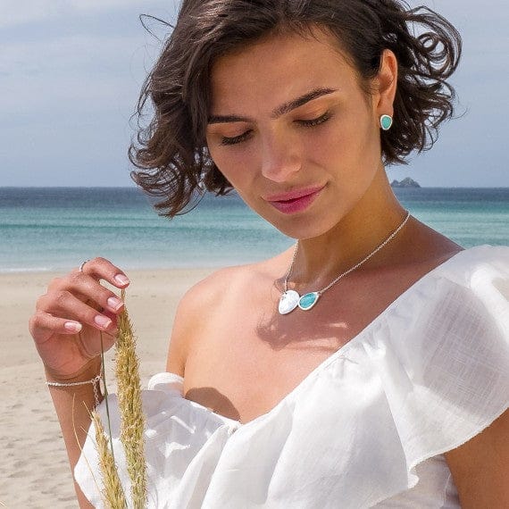 Elegantly handcrafted Silver Turquoise stud earrings Earrings Sea Gems Ltd