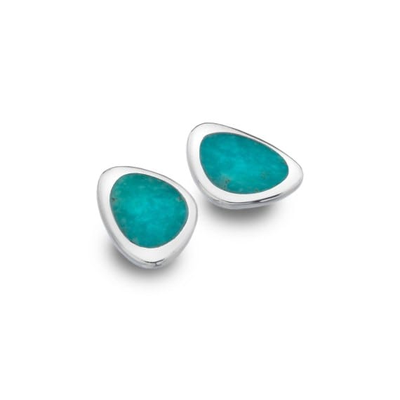 Elegantly handcrafted Silver Turquoise stud earrings Earrings Sea Gems Ltd