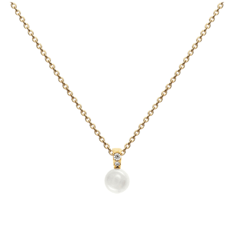 Freshwater Pearl & Gold Plated Silver pendant with stone set Bale 18" Necklace DEW
