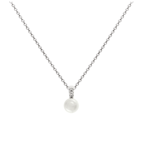 Freshwater pearl pendant with stone set Bale 18" Necklace DEW