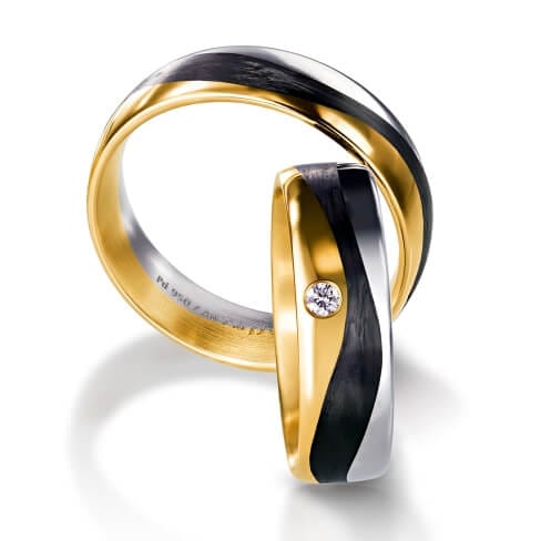 Furrer Jacot Palladium with carbon & rose gold band size T Ring Furrer Jacot