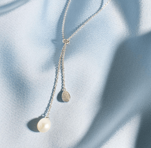 Glisten Pavé & Pearl Lariat Style Coast Pebble Necklace Necklace Kit Heath