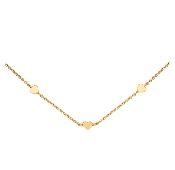 Gold Plate silver Heart Station 18" Necklace Necklace DEW