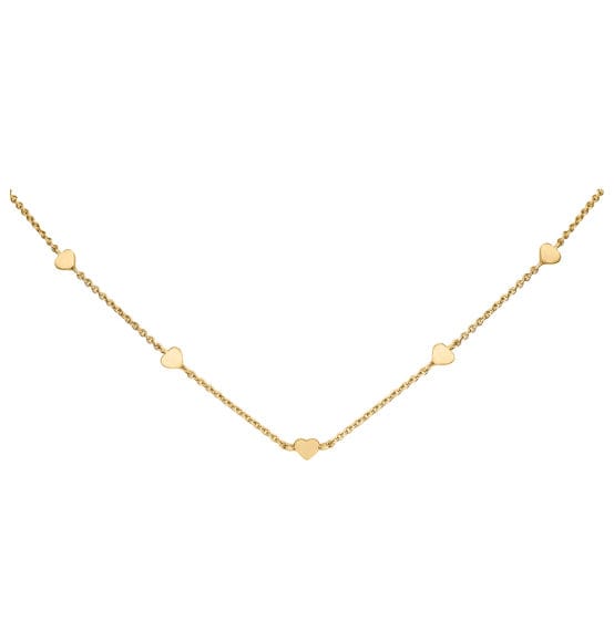 Gold Plate silver Heart Station 18" Necklace Necklace DEW