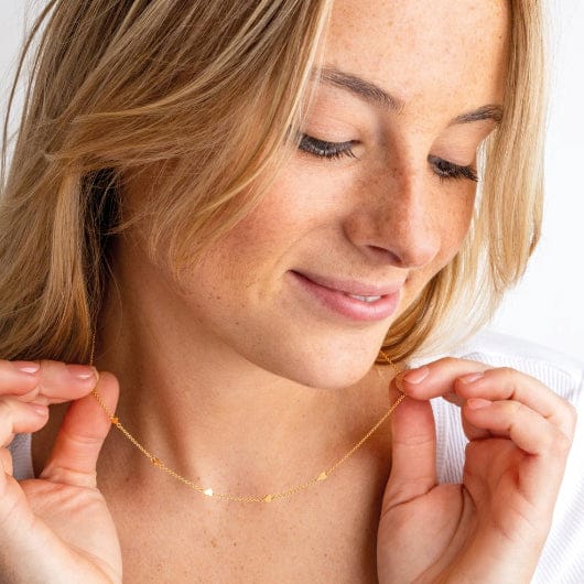 Gold Plate silver Heart Station 18" Necklace Necklace DEW