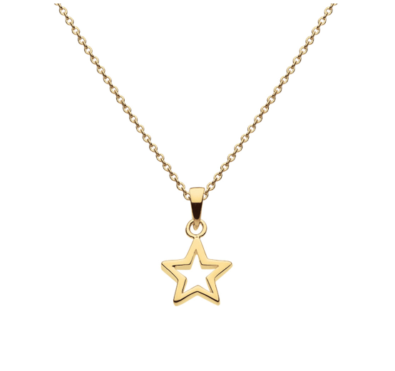 Gold Plated silver Chunky Open Star 18" Necklace Necklace DEW