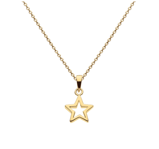 Gold Plated silver Chunky Open Star 18" Necklace Necklace DEW