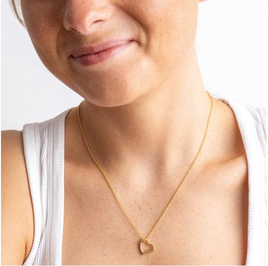 Gold Plated silver Open Heart 18" Necklace Necklace DEW