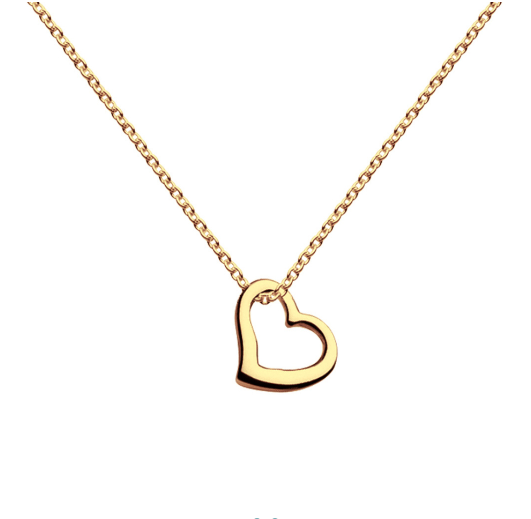 Gold Plated silver Open Heart 18" Necklace Necklace DEW