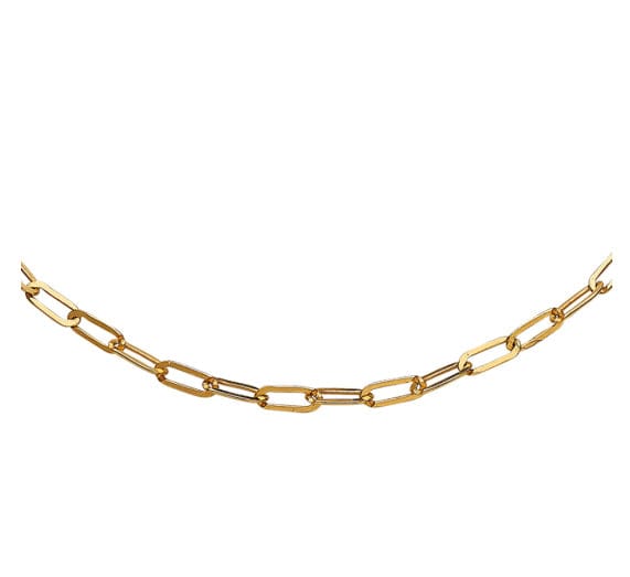 Gold plated silver Paperclip Link Chain Necklace Necklace DEW