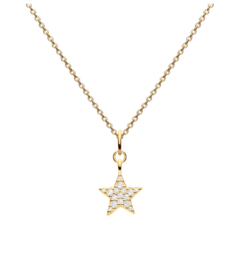 Gold Plated silver Star Necklace with Pave set cubic zirconia Necklace DEW