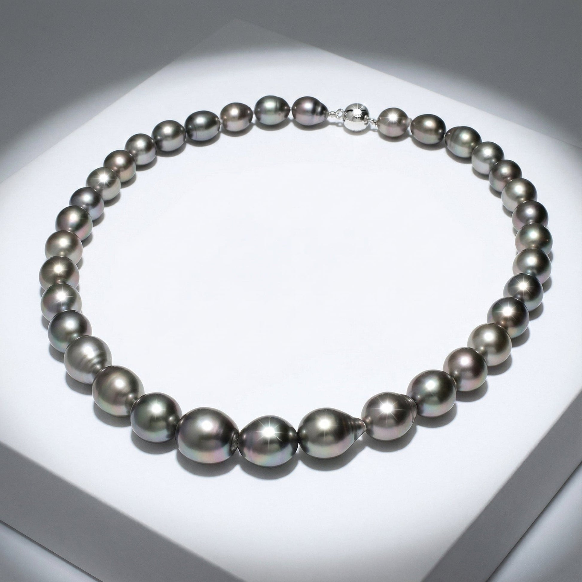 Graduated Tahitian pearl necklace with 18ct Gold & diamond clasp Neckwear Gellner