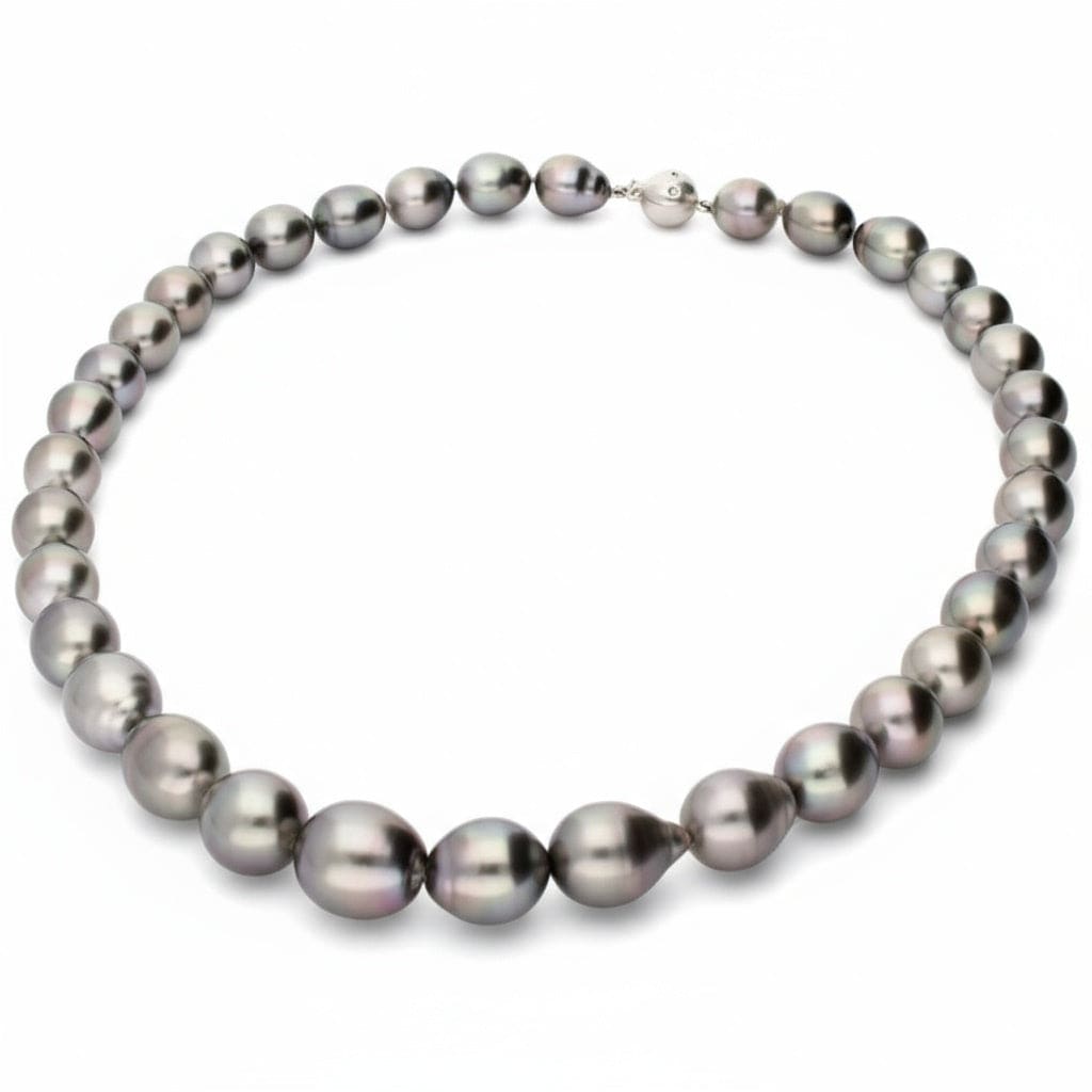 Graduated Tahitian pearl necklace with 18ct Gold & diamond clasp Neckwear Gellner