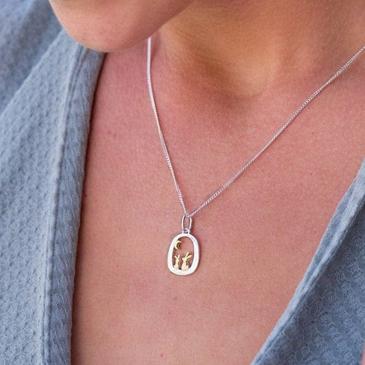 Handcrafted playful bunnies pendant Necklaces Sea Gems Ltd