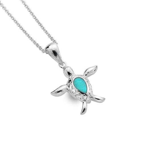 Handcrafted Sterling Silver pendant with Turquoise inlay Necklaces Sea Gems Ltd