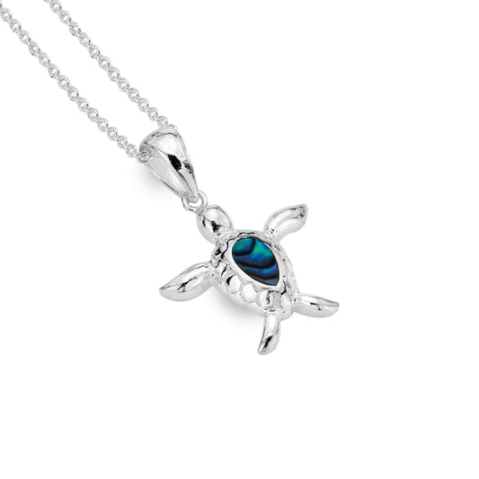 handcrafted Sterling Silver with Paua Shell turtle pendant Necklaces Sea Gems Ltd
