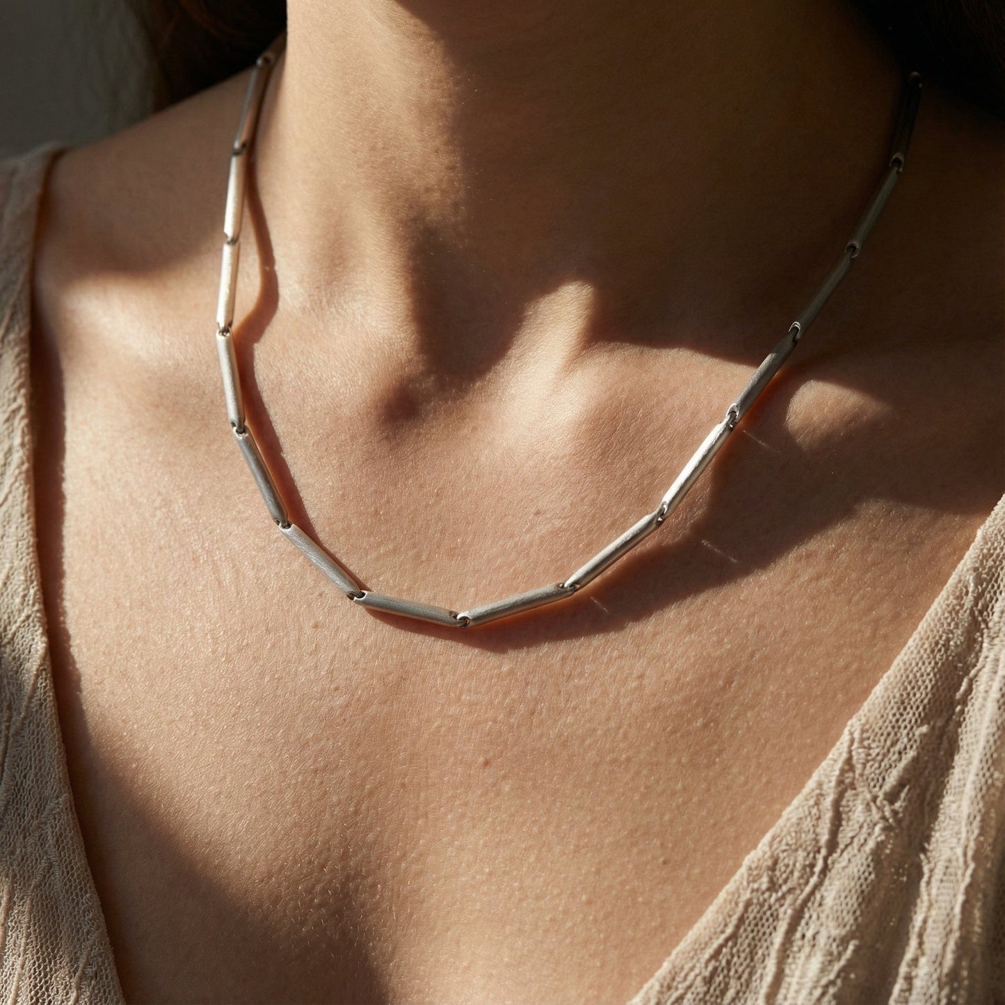 Henrich and Denzel Platinum bar link necklace Necklace Henrich & Denzel