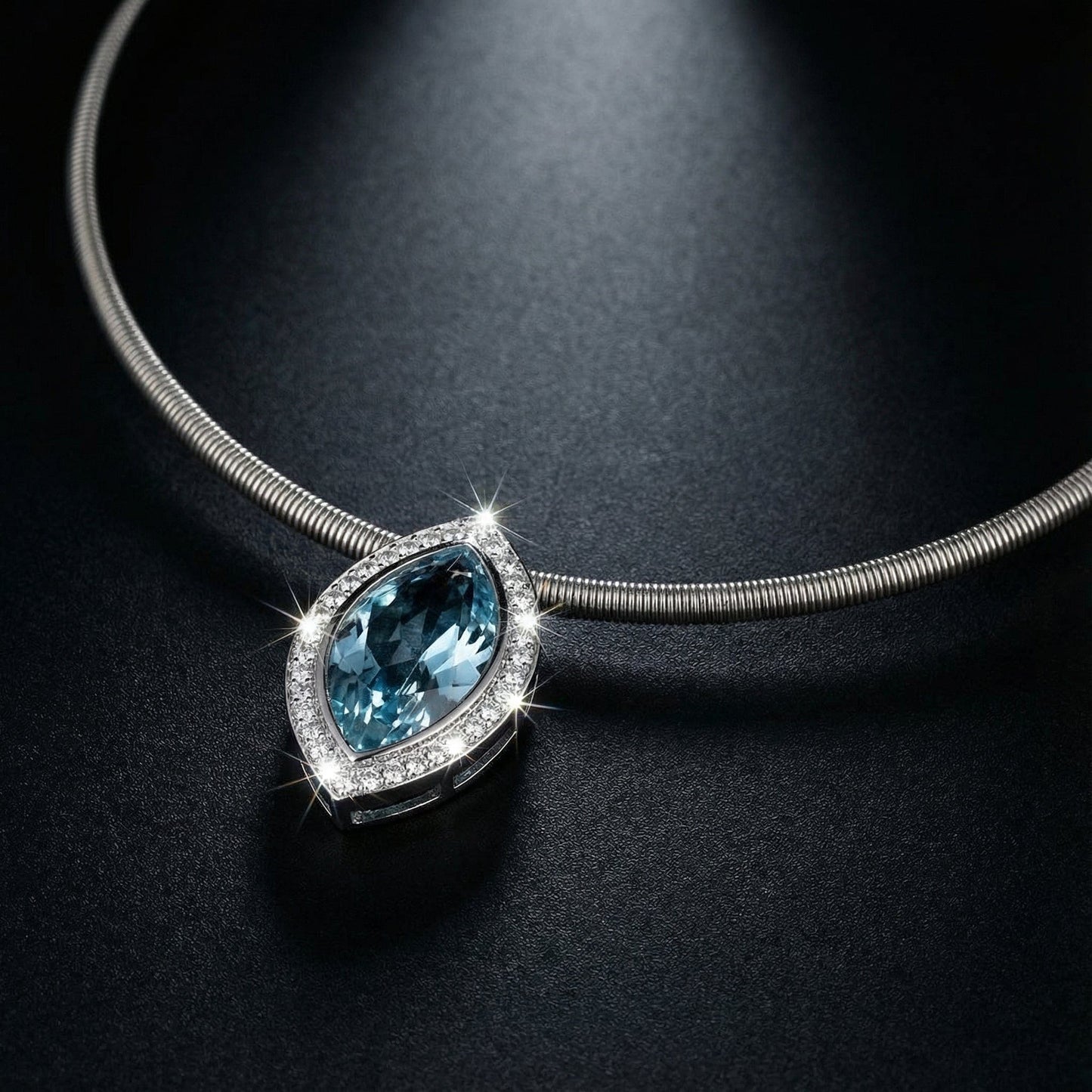 Henrich & Denzel Platinum 2.36ct Aquamarine and Diamond necklace Necklace Henrich & Denzel