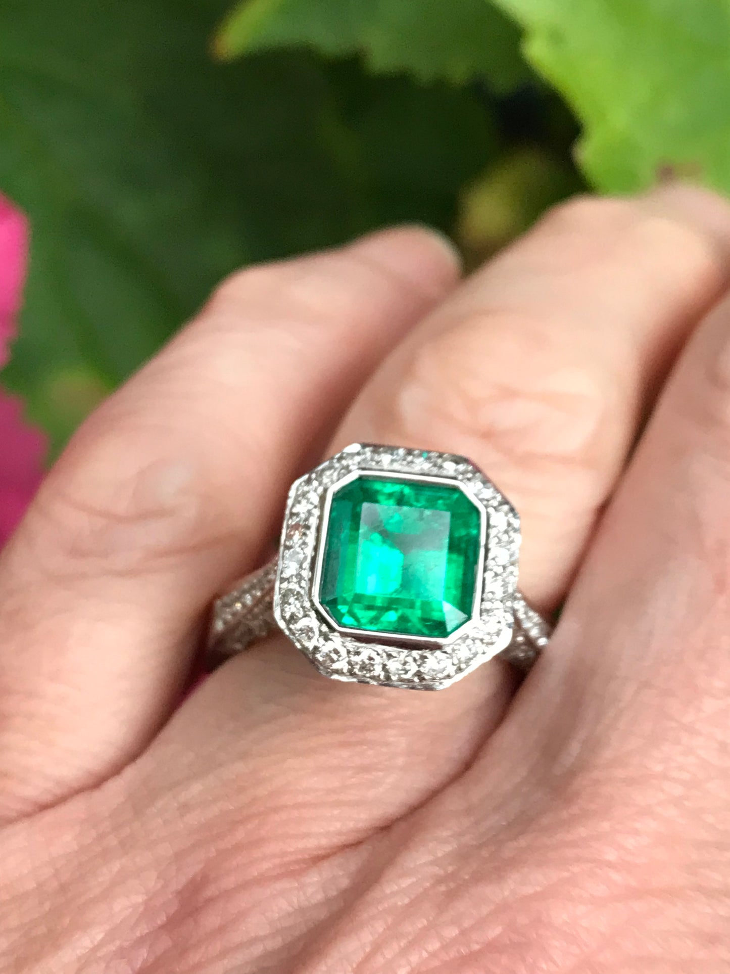 Natural 2.82ct Emerald, 1.01ct Diamond and Blue Topaz ring Ring Buchwald   