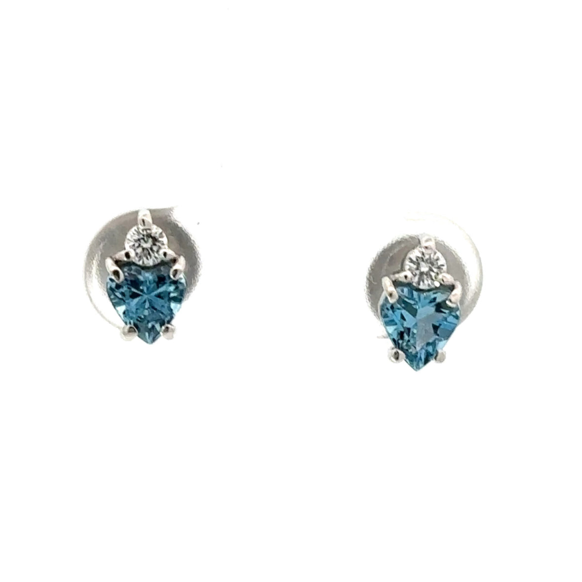 18ct white gold aquamarine and diamond stud earrings Earrings Christopher Wharton   