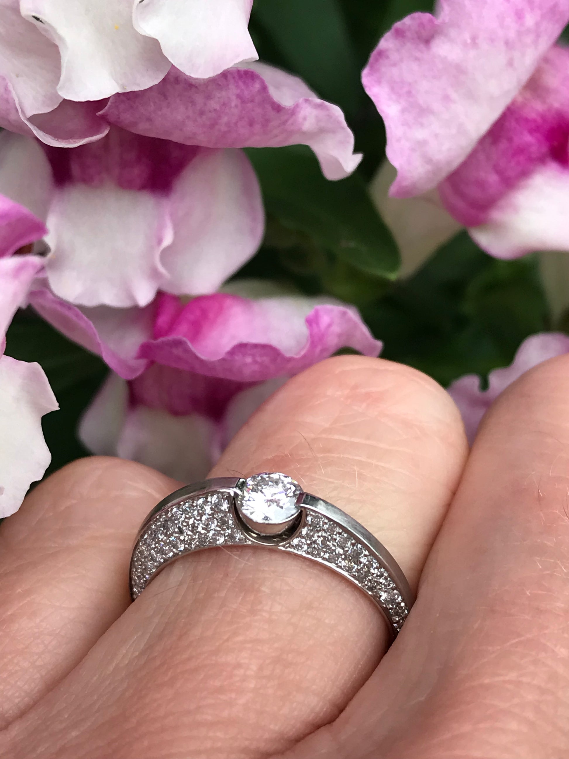 Platinum 0.27ct brilliant cut and pave set natural Diamond ring Ring Henrich & Denzel   