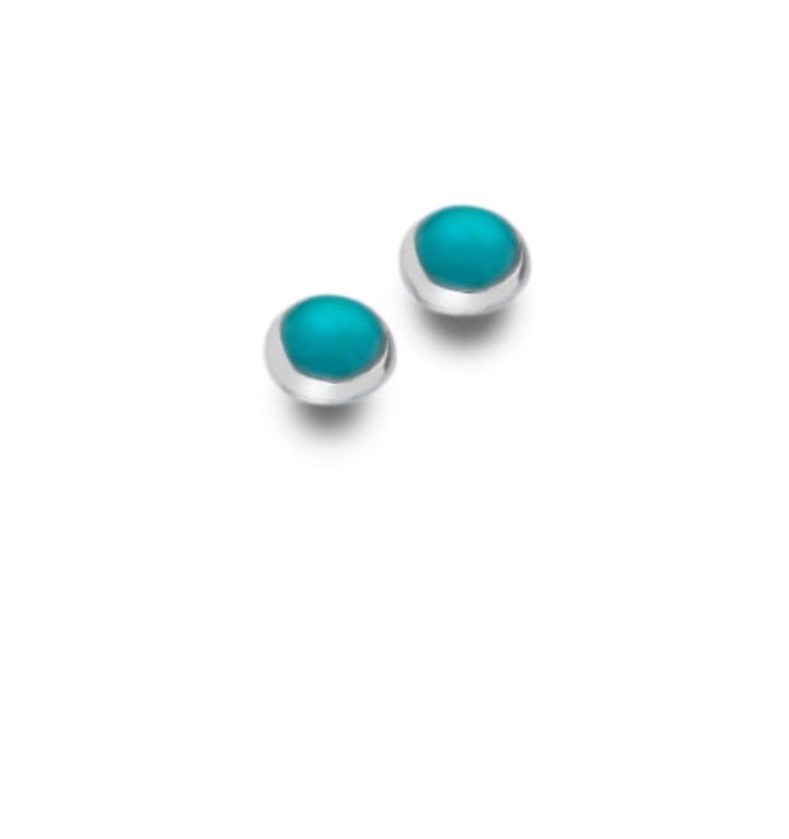 Silver and Turquoise round stud earrings  Sea Gems Ltd   